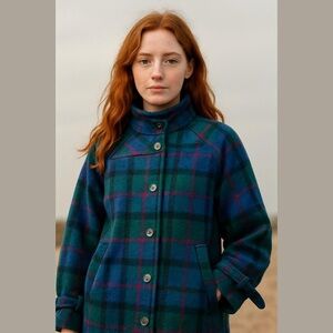 Jimmy Hourihan Wool Tartan Plaid Peacoat Irish Vintage